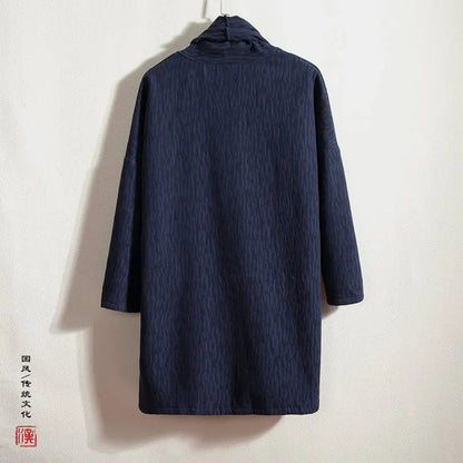men autumn winter thick fleece liner loose casual punk gothic long cardigan trench coat streetwear kimono robe jacket outerwear unique default style 1018