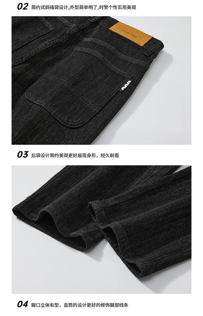 plus size 28 42 micro elastic jeans men classic fashion casual loose straight black denim jeans pant cityboy jeans long trousers unique jeans style 2031