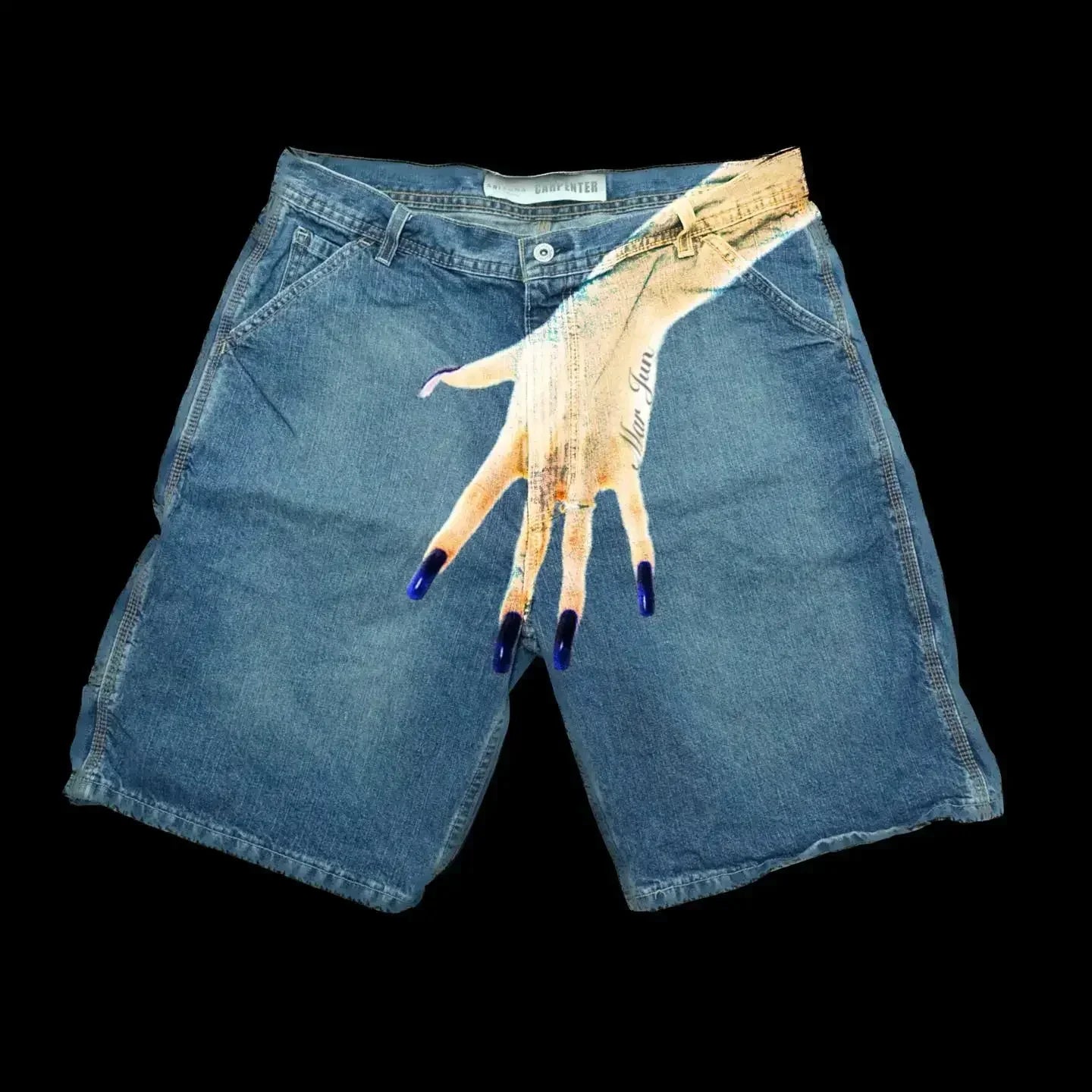 harajuku y2k short baggy jeans palm print graphic pants men fashionstyle denim streetwear gothic sweatpants shorts men clothing unique joggers style 4297