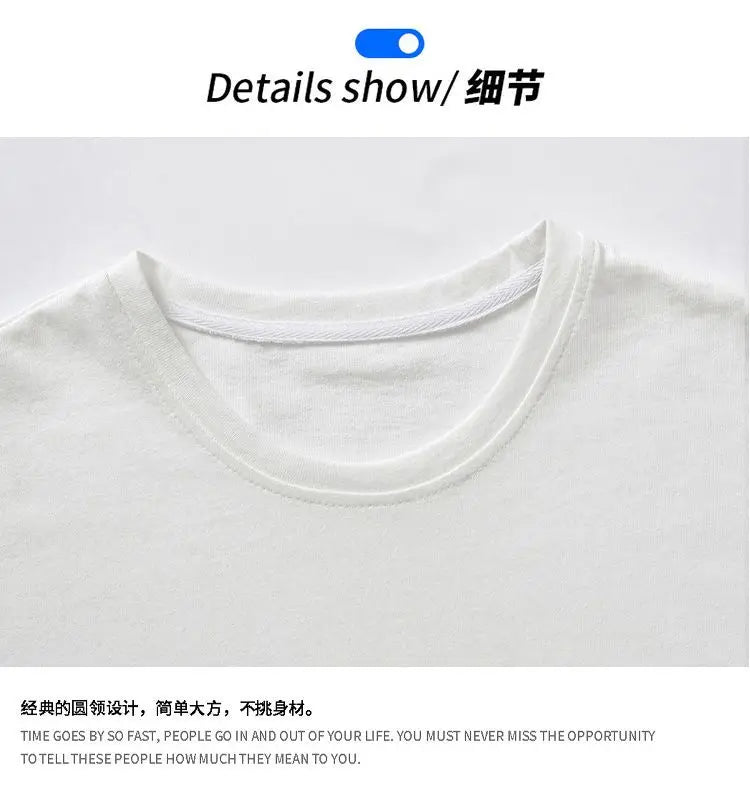 Pure cotton short-sleeved men's summer Hong Kong style design t-shirt ins trendy brand loose bottoming versatile round neck tops Street King Limited