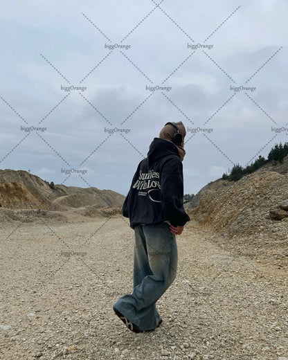 Fashion kawaii clothing letters oversized pullover sweater women's Y2K street hip-hop Harajuku loose all-match sweater men's Street King Limited