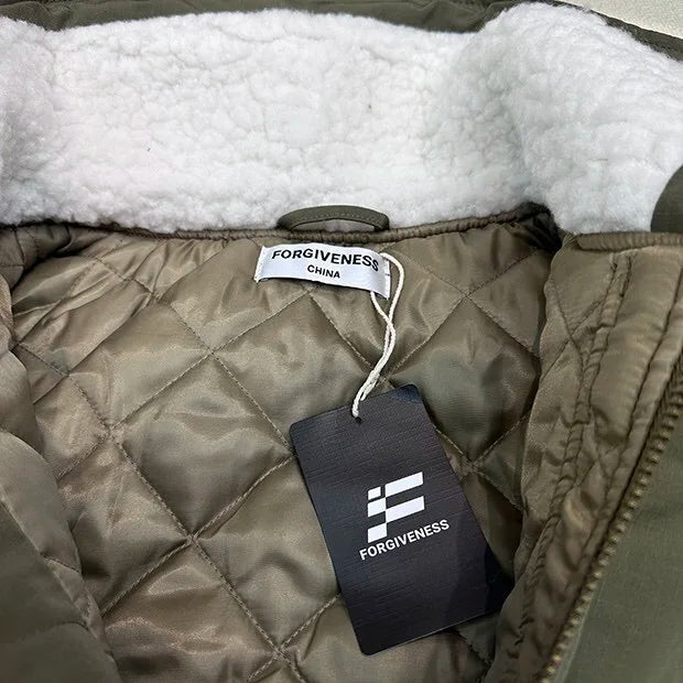 2024AW new cotton dress solid color hooded multi-pocket jacket Street King Limited
