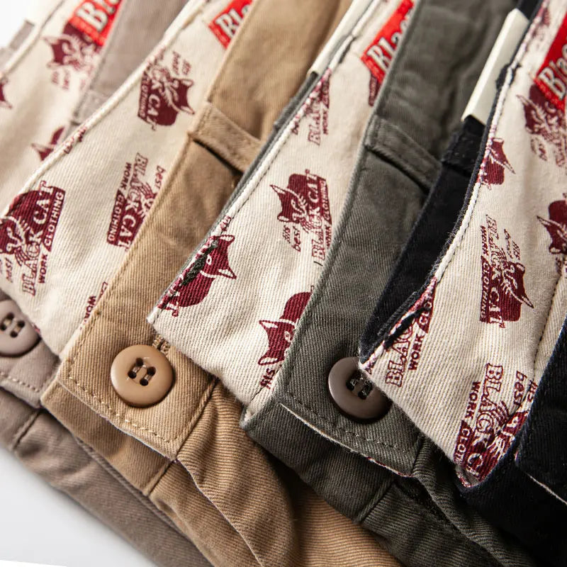 autumn winter heavyweight pure cotton thick american retro workwear khaki pants business casual mens basic solid color pants menswear bottoms
