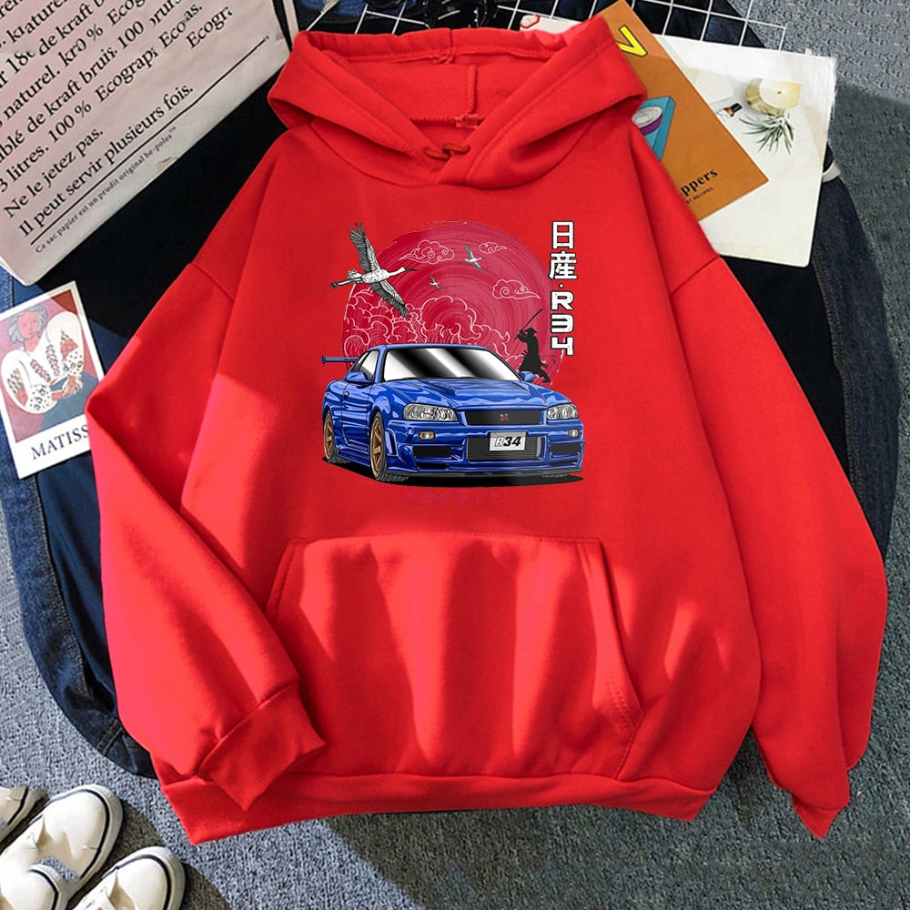 "Initial R34" Unisex Men Women Streetwear Graphic Hoodie Daulet Apparel