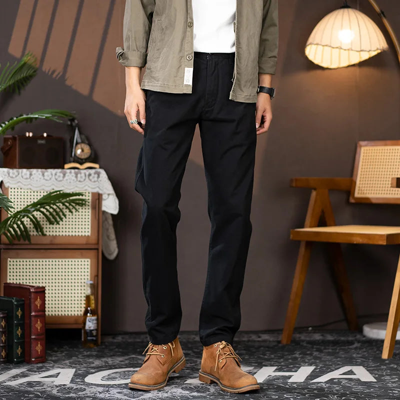 men business casual fashion pure cotton commute pants japanese streetwear amikaji fashion straight cargo pant trouser utility cargo pants