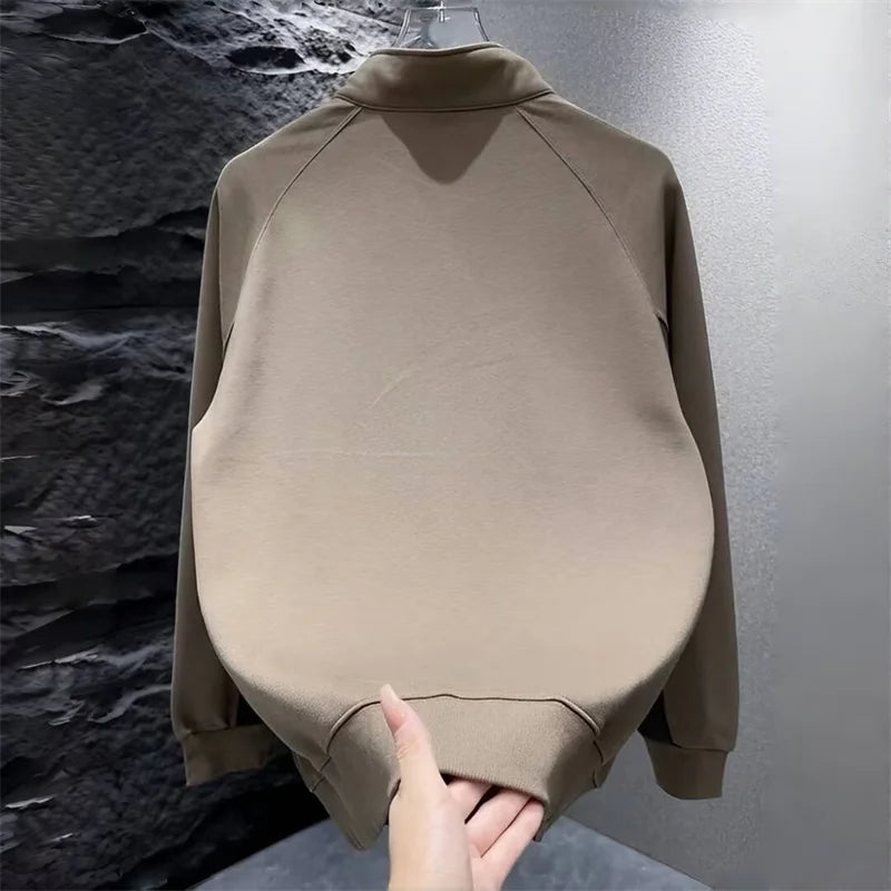 Autumn Half Zipper Polo Sweatshirts Men's 2024 New Casual Stand-up Collar Pullover Hoodies Patchwork Fleece Y2K Sudaderas Street King Limited