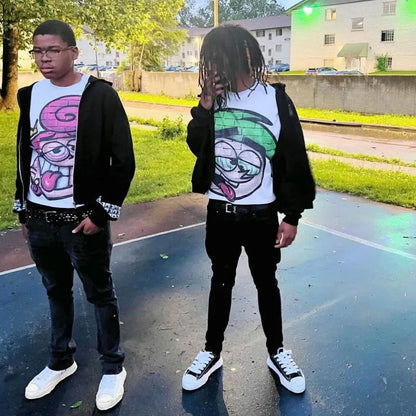 2024 Summer New Fashion Big Head Pattern Printed Oversized T-Shirt Men's Gothic Y2K Retro Loose Versatile Top Couple Style Street King Limited