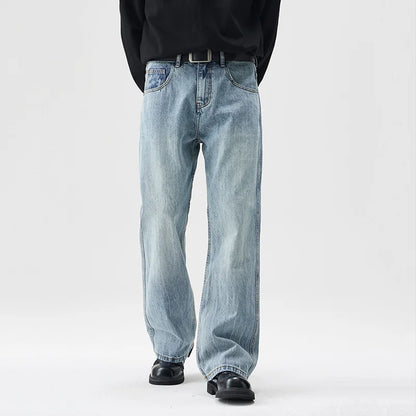 mens retro fashion high street loose casual denim micro flared pants jeans men streetwear plus size jeans trousers 28 40 ripped baggy denim
