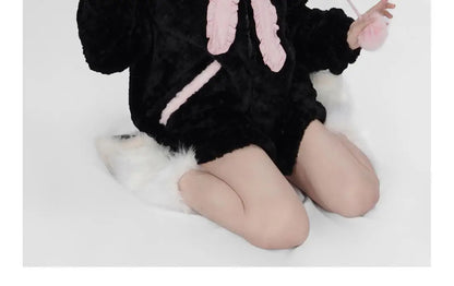 Harajuku Little WildCat Hoodies Women Bodysuit Black Tie Bowknot Cute Loose Goth Coat Y2k Style Kawaii Winter Clothes Women Street King Limited