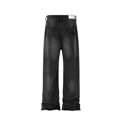 vintage washed hole damaged jeans pants for men streetwear y2k ripped black denim trousers pantalones hombre baggy cargos multi-pocket cargos
