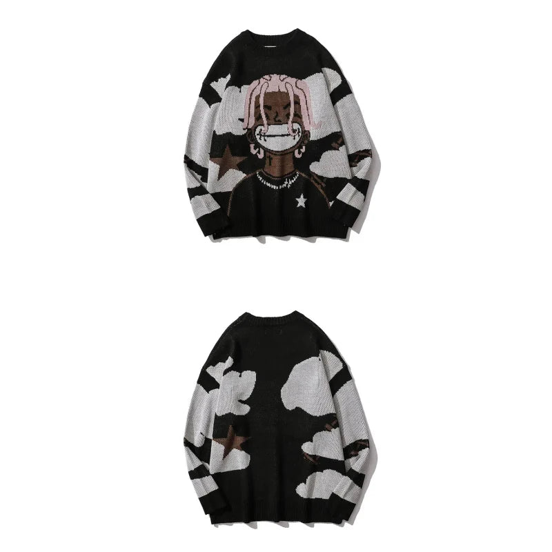 Traf-2024 Women's Sweater zssiibo Official Website Autumn New y2k Anime Cartoon Pattern Hoodie Women's Clothing Sales Street King Limited