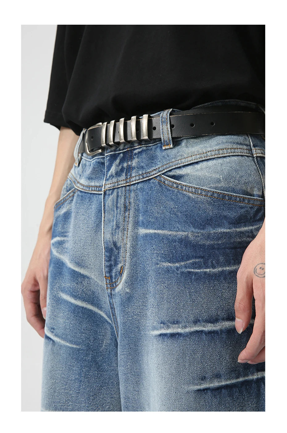 vintage blue baggy jeans man loose straight denim pants harajuku hip hop jeans trousers men unique jeans style 4722