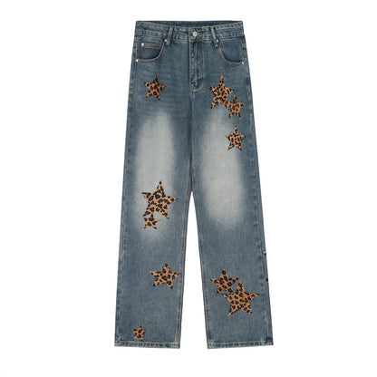 black baggy jeans men star patchwork straight denim pants fashion jeans male streetwear hip hop y2k loose trousers unique jeans style 4875