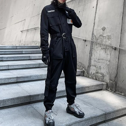 2023 autumn street short sleeve american jumpsuit mens jumpsuit suit motorcycle removable pants hip hop leg pants unique shorts style 4466