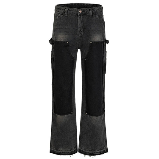Vintage Black Jeans Men Color Block Patchwork Hi Street Jeans Luxury Designer Streetwear Jeans Trousers for Male Street King Limited