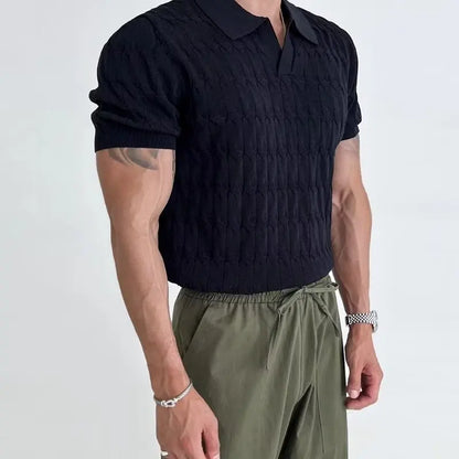 Summer New Knitted Polo Shirt Men's Short Sleeve Casual Half Sleeve Lapel Green T-Shirt Slim Top Street King Limited