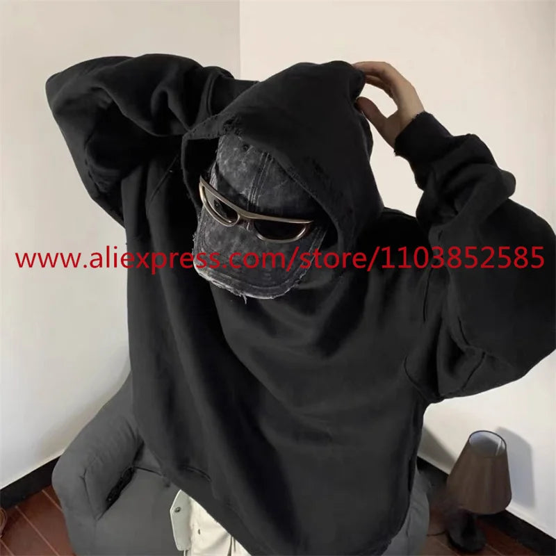 2024 Autumn/Winter High Street Basic Vintage Damaged Hole Loose Hoodie Hoodie Hoodie Hoodie Jacket Long Sleeve Heavy Weight Street King Limited