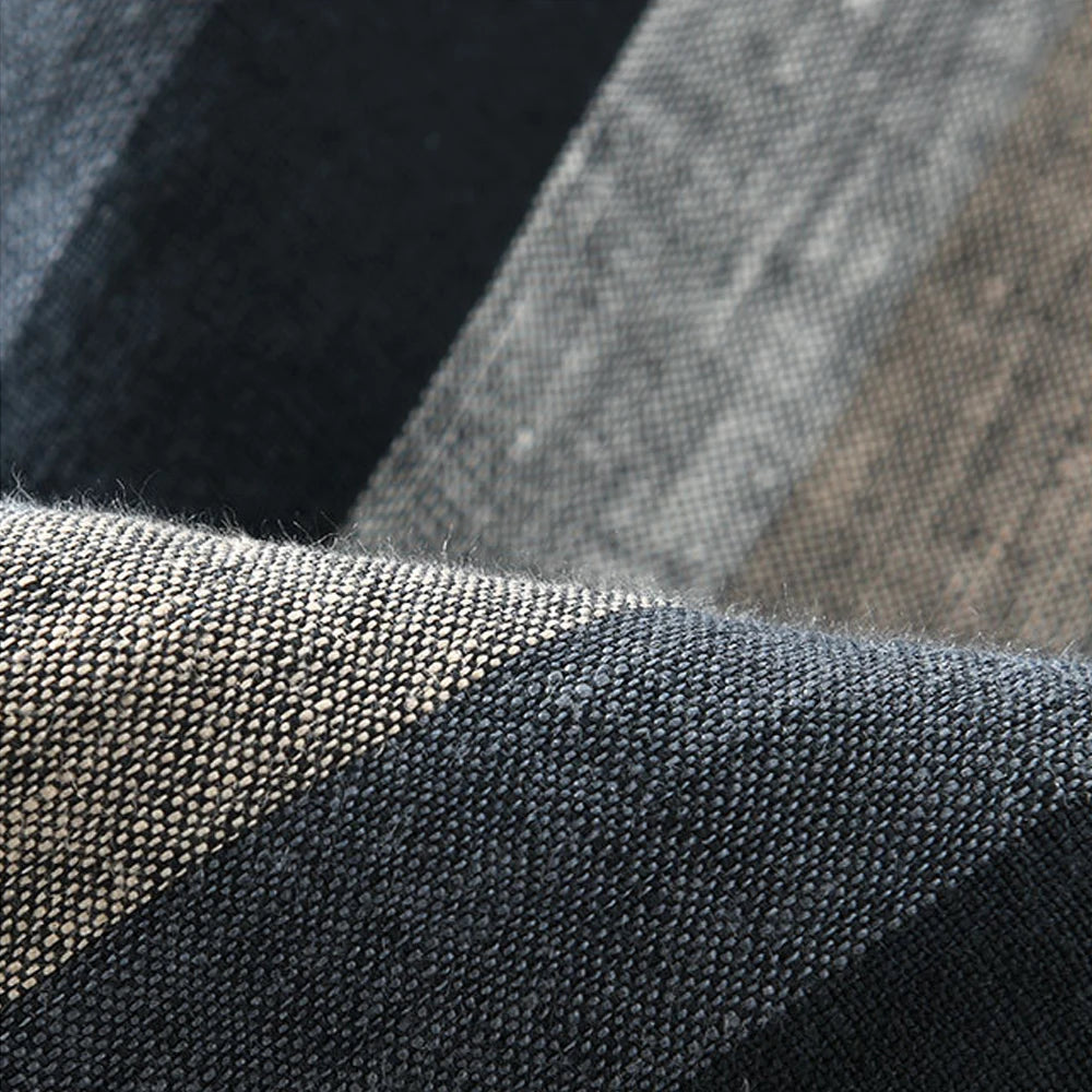Linen Vertical Striped Long-Sleeved Shirt Men's Summer Thin Breathable Three-Quarter Sleeve Cotton And Linen Artistic Shirt Street King Limited