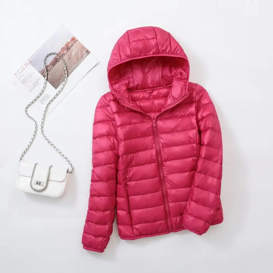 plus size thin light down jacket women 2023 autumn winter slim short hooded warm white duck down coat women outerwear streetwear unique shorts style 4264