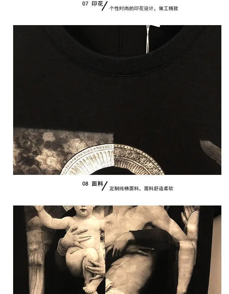 American large size trendy angel European and American printed short-sleeved T-shirt for male and female students trendy brand Street King Limited