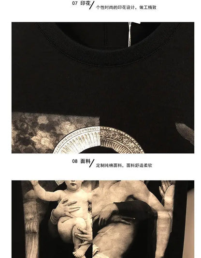 American large size trendy angel European and American printed short-sleeved T-shirt for male and female students trendy brand Street King Limited