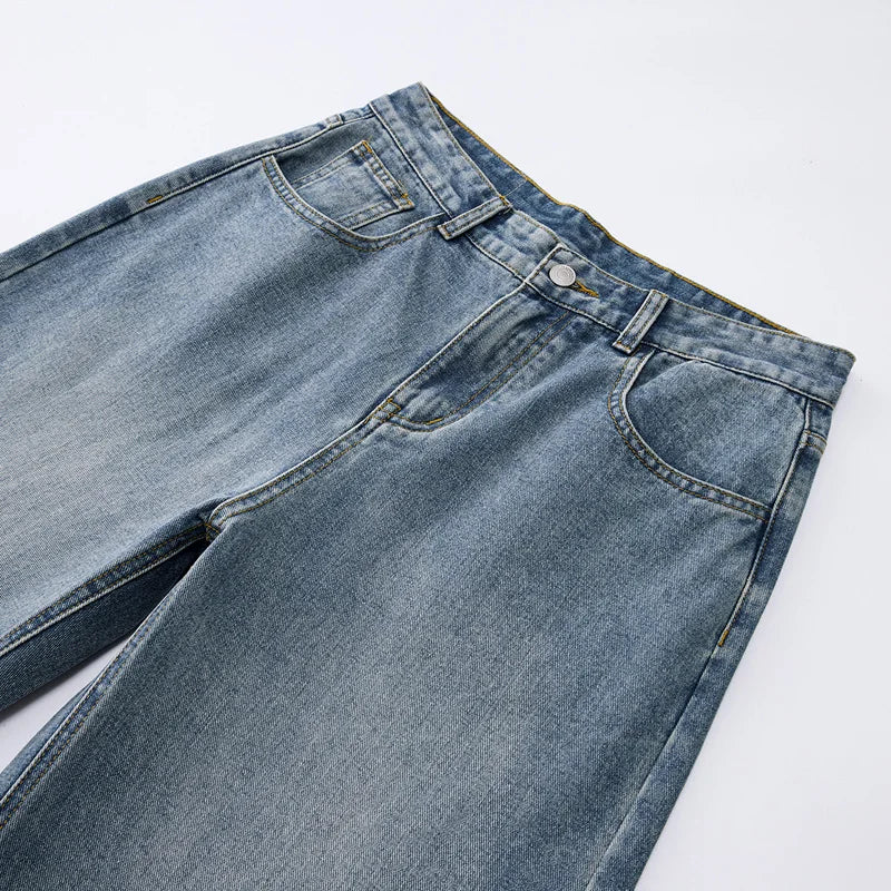 men wide leg straight streetwear fashion loose casual vintage denim baggy jeans pants women y2k jeans trousers vintage washed jeans