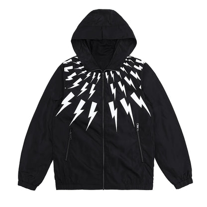 New luxury Men 2023 Classic Neil Thunderbolt Zipper Windbreak Windproof Parka Jackets With Hoody Outdoor Wear Thin #426 Street King Limited