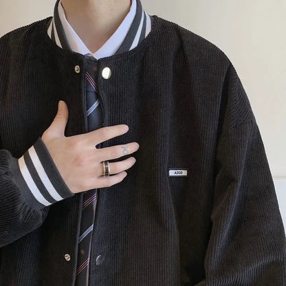 corduroy baseball jacket mens spring ins fashion brand sports all match jacket spring and autumn korean style trendy jacket top clean everyday pants