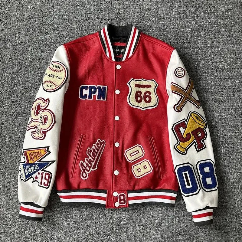 Leather Jacket Men Motorcycle Luxury Designer Embroidery Short Biker Baseball Jackets Y2k Streetwear Winter Bomber Coat White Street King Limited
