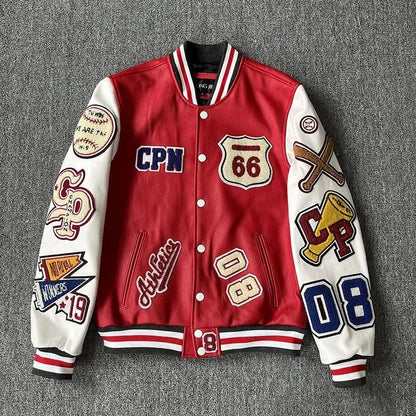 Leather Jacket Men Motorcycle Luxury Designer Embroidery Short Biker Baseball Jackets Y2k Streetwear Winter Bomber Coat White Street King Limited