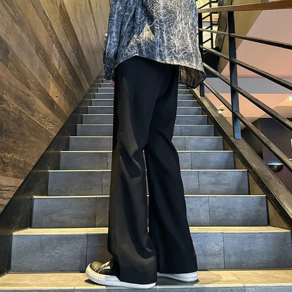 2025 mens four seasons new mid waist micro flared casual pants fashion trend leisure mens flared leg trousers korean pants men urban fashion pants
