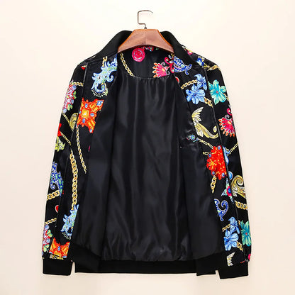 new 2023 luxurious flowers gentleman men geometry heavy baseball coats jackets abstract digital coat warm 433 urban fashion pants