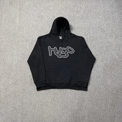 Harajuku Logo Embroidery Thick Fleece Hooded Hoodies for Men and Women Pullover Baggy Casual Sweatshirts Oversized Loose Hoody Street King Limited