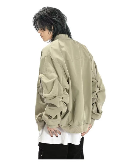american street pilot jacket mens spring irregular trend loose tooling male coats zipper multiple pockets couple baseball jersey unique default style 3295