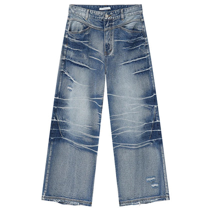 vintage blue baggy jeans man loose straight denim pants harajuku hip hop jeans trousers men unique jeans style 4712