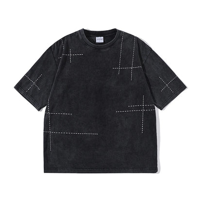 2024 Hip Hop T-Shirt Black Blue Streetwear Water Droplet Embroidery T-shirts Casual Cotton Unisex Tshirt Men Tops Tees Hipster Street King Limited