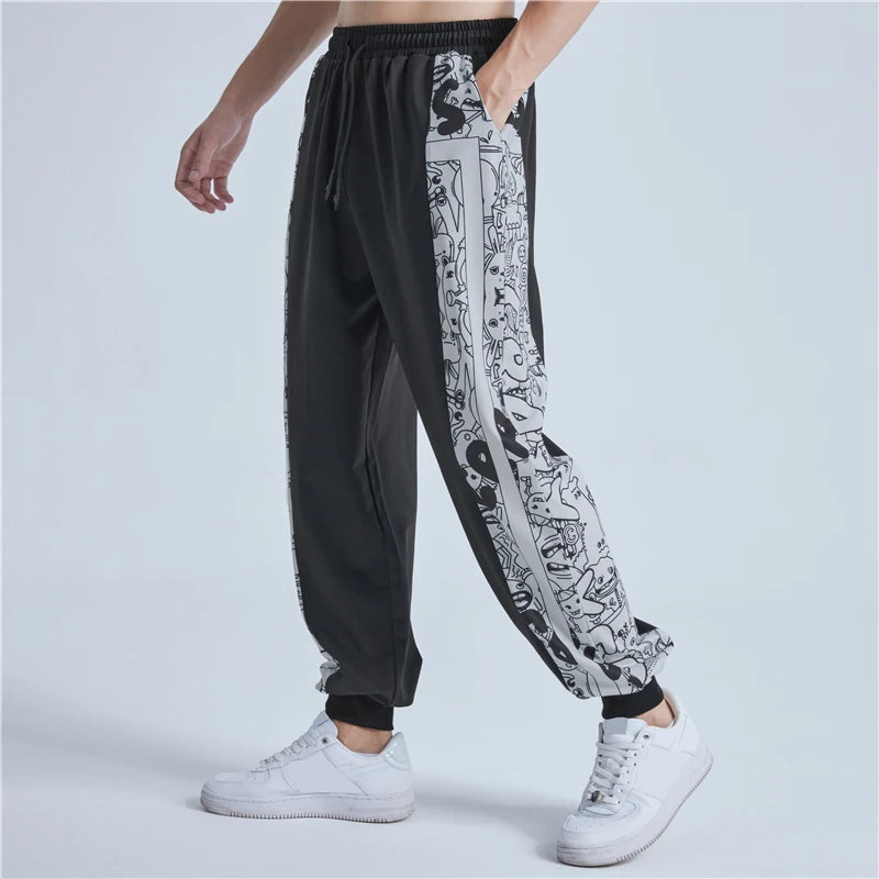 rainbowtouches 2022 brand mens casual pants high street printing loose straight men fashion mens trousers unisex clean everyday pants