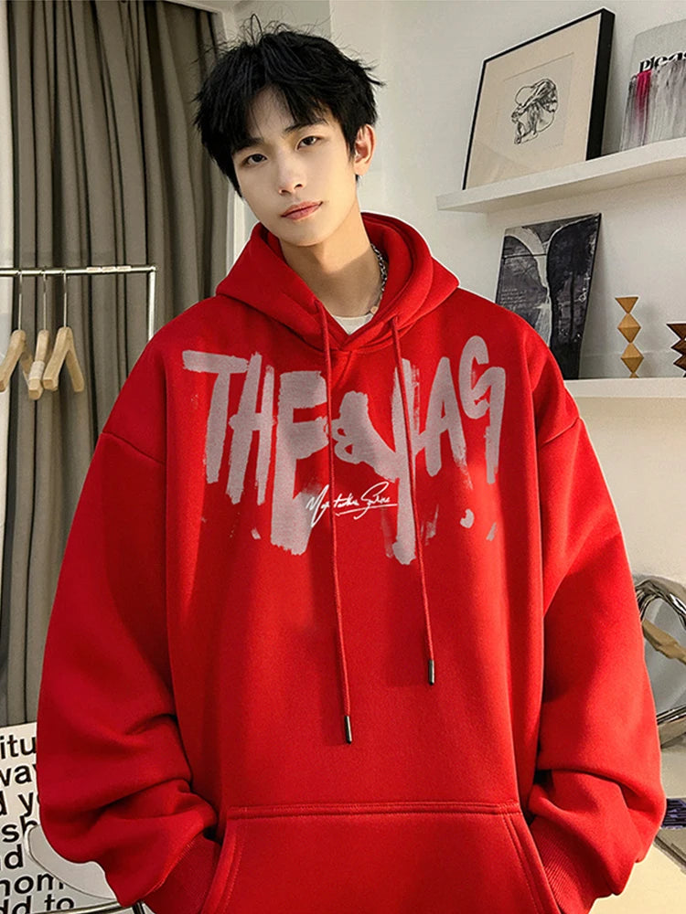 High Street Letter Print Oversized Hoodie Men's New Hip Hop Fashion Hooded Sweatshirt Autumn Y2K Vintage Pullover Hoody Clothes Street King Limited