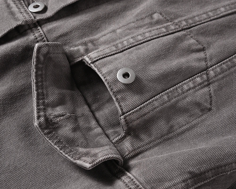 2023 autumn and winter solid color washed gray jeans jackets for men harajuku cleanfit baggy y2k denim coat oversized loose tops unique jeans style 45