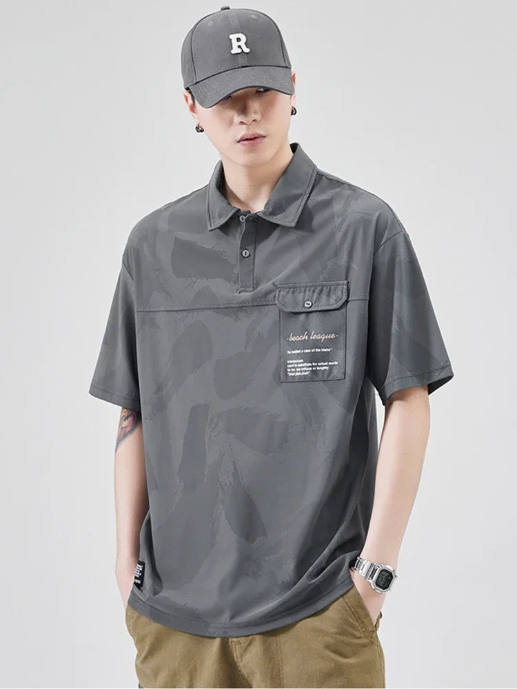 Streetwear Summer Short Sleeve Lapel Polo Shirt Mens Full Print Tee Shirts Korean Summer Short Sleeve Lapel Polo Shirt Mens Full Print Tee Shirts Korean Fashion Pocket Golf Wear Button Camisa Polo Masculina Fashion Sweater Jacket With Graphic Design For Men