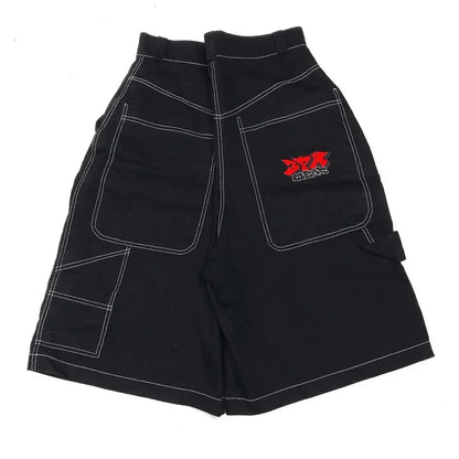 wexwear embroidery skate cargo jeans denim shorts baggy retro y2k harajuku gym basketball shorts streetwear men clothing unique cargo style 3816