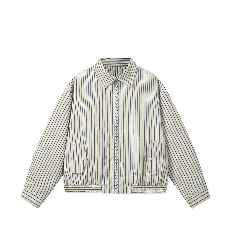 men women spring autumn streetwear fashion loose casual stripe bomber cargo jacket cityboy short coat outerwear unique cargo style 649