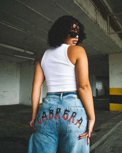 Harajuku fashion mens women’s jeans lightning graphic wide leg jean streetwear y2k denim cuples high waist pants men clothing Street King Limited
