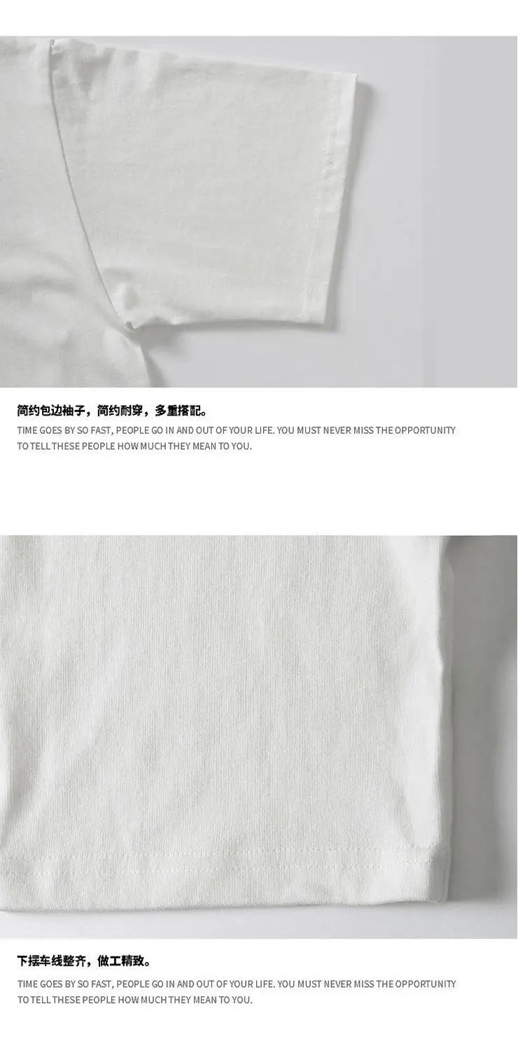 Pure cotton short-sleeved men's summer Hong Kong style design t-shirt ins trendy brand loose bottoming versatile round neck tops Street King Limited