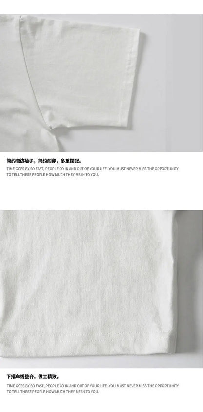 Pure cotton short-sleeved men's summer Hong Kong style design t-shirt ins trendy brand loose bottoming versatile round neck tops Street King Limited