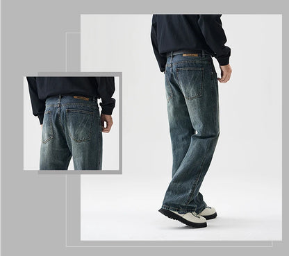 mens plus size retro fashion streetwear loose casual micro flared denim pants jeans cityboy jeans trousers 28 40 unique jeans style 2594