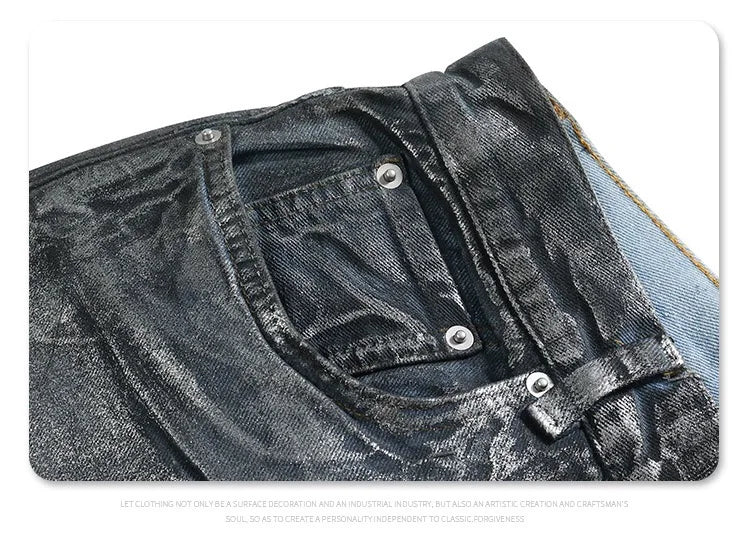 Autumn/winter 2024 loose wash jeans with silver coating Street King Limited