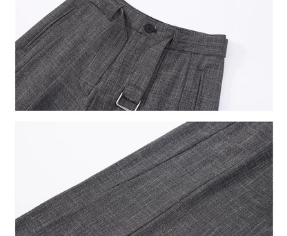 men women streetwear fashion loose casual belt wide leg suit pant boyfriend straight trousers baggy pants menswear bottoms