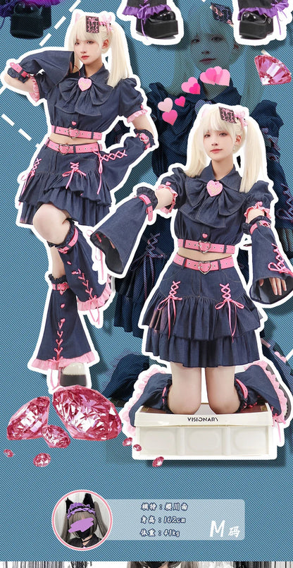 Y2K Set Sweetheart Spicy Girl dress skirt sets Women's 2023 Summer Bubble Sleeve Bowtie Campus Style 2 piece sets womens outfits Street King Limited
