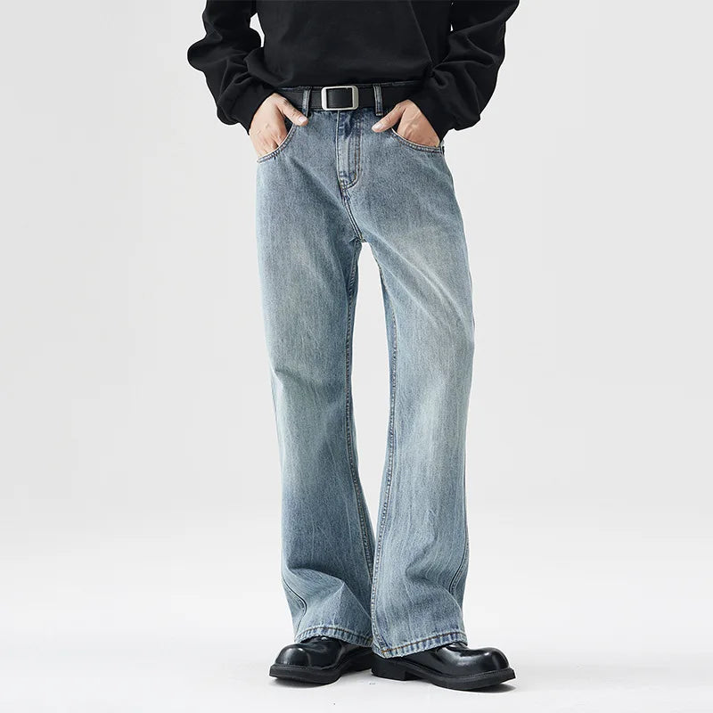 mens retro fashion high street loose casual denim micro flared pants jeans men streetwear plus size jeans trousers 28 40 denim street jeans